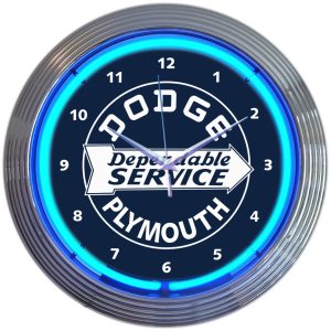 Dodge Dependable Service Neon Clock illuminated neon display