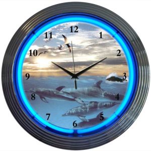 Dolphins At Sea Neon Clock illuminated neon display