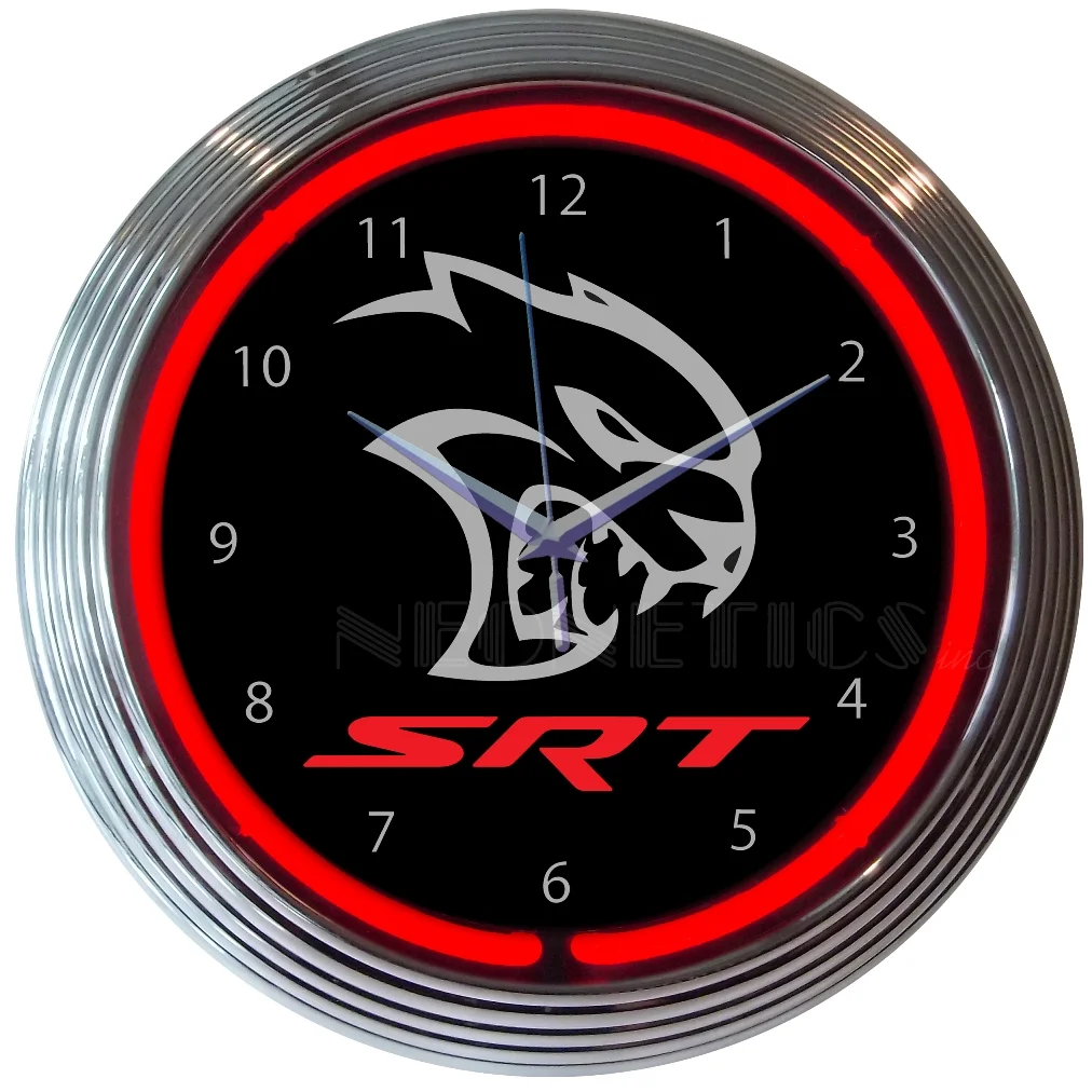 Dodge Hellcat SRT Neon Clock illuminated neon display