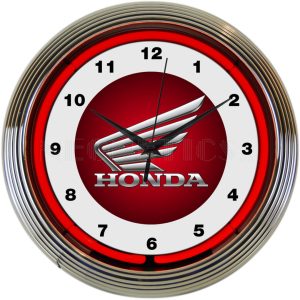 Honda Neon Clock with chrome-finished rim and illuminated neon tube