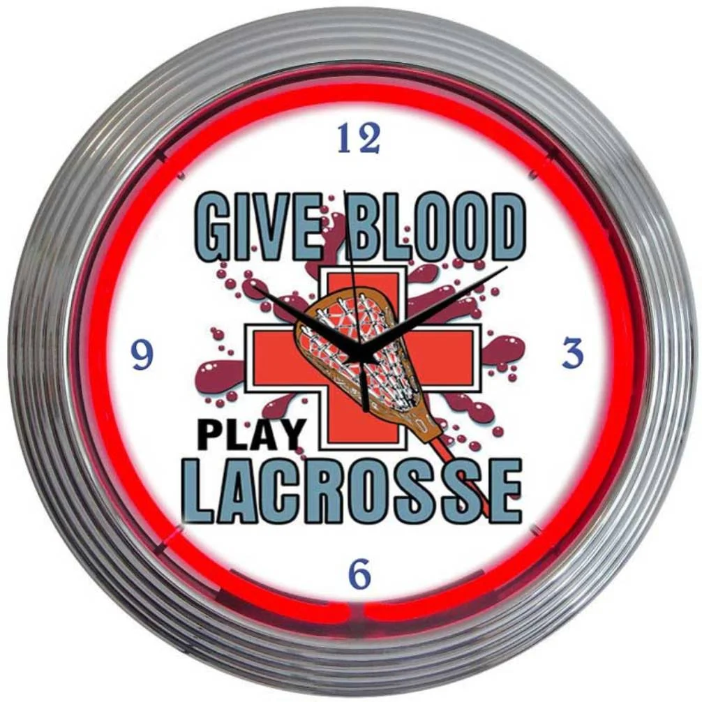 Lacrosse Neon Clock with chrome-finished rim and illuminated neon tube