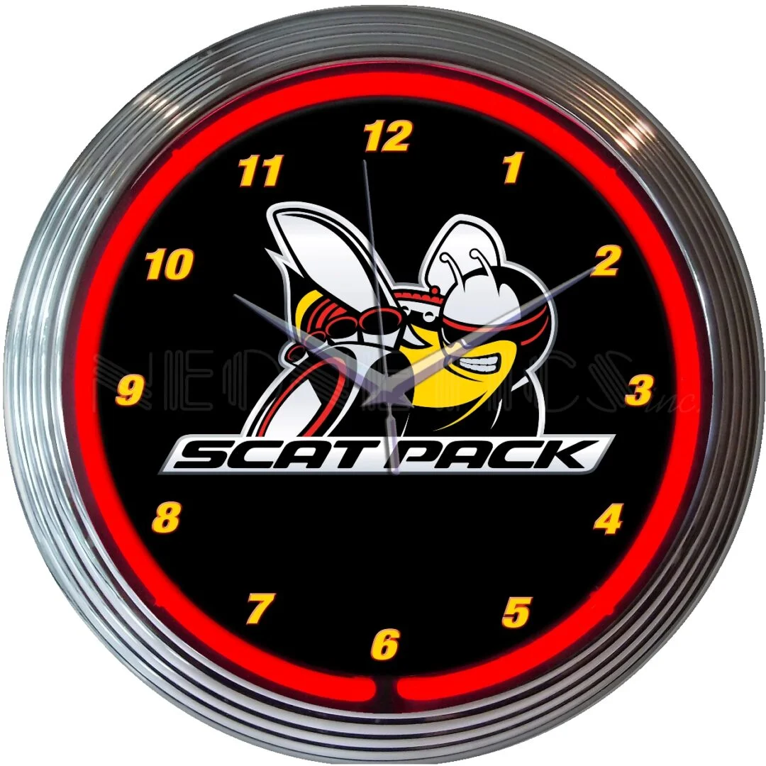 Dodge Scat Pack Neon Clock illuminated neon display