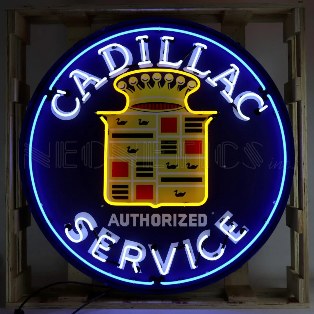 Cadillac Neon Sign In 36″ Steel Can illuminated neon display