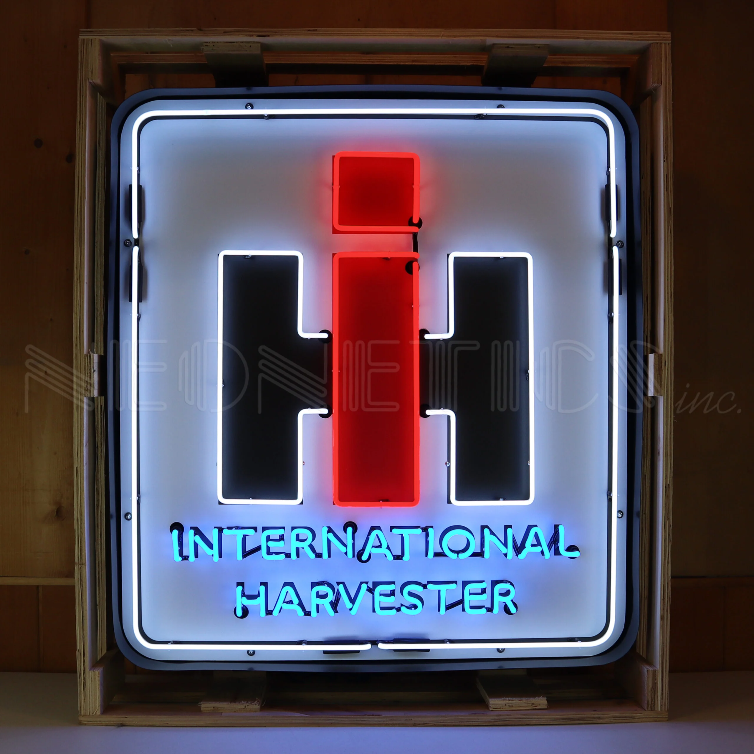 International Harvester IH Neon Sign In Steel Can illuminated neon display