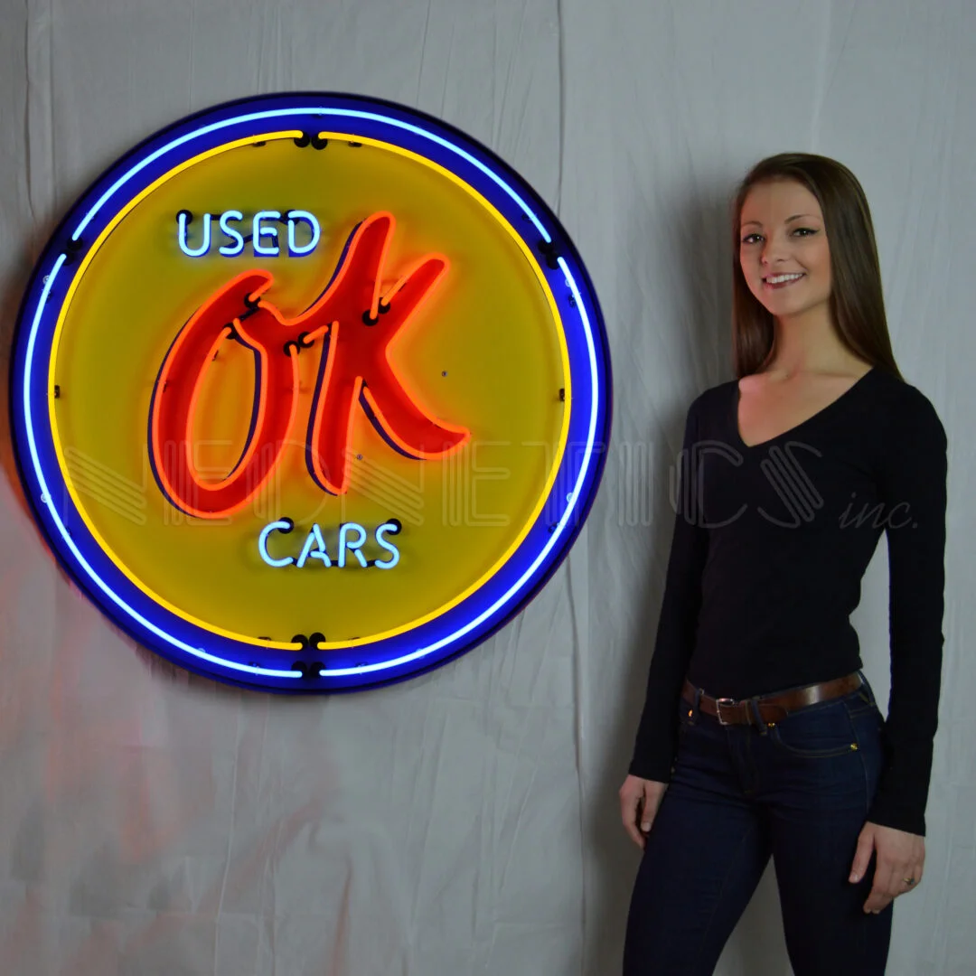 OK Used Cars 36″ Neon Sign In Metal Can illuminated neon display