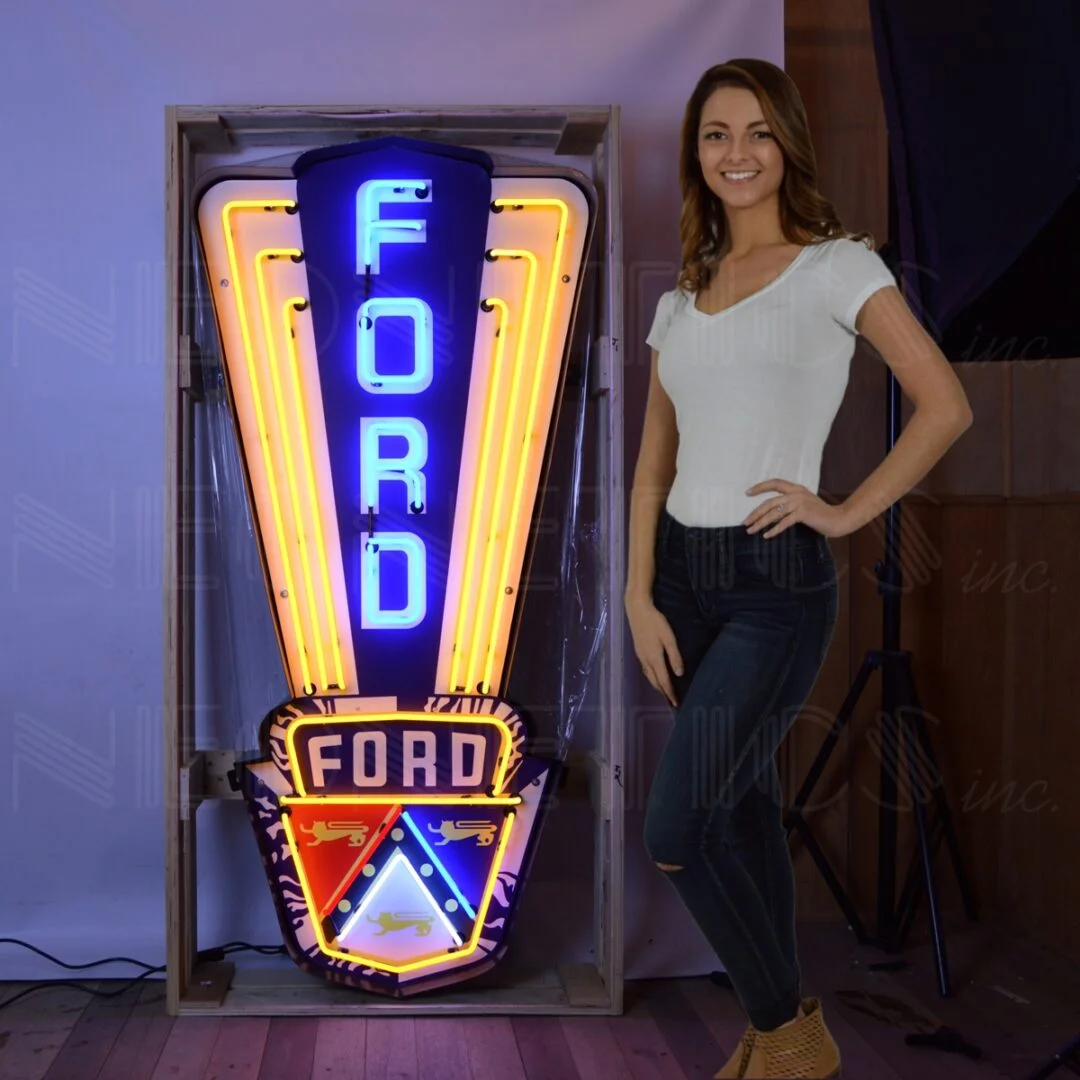 Ford Jubilee Crest Neon Sign In Shaped Steel Can illuminated neon display