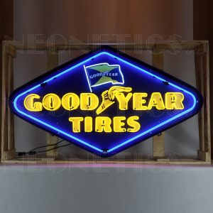 Goodyear Tires Diamond Neon Sign In Shaped Steel Can illuminated neon display