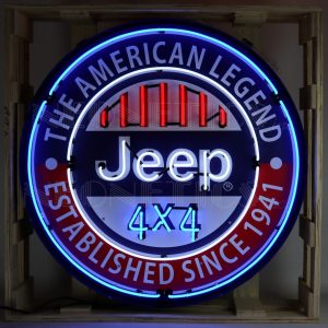 Jeep Round Neon Sign In 36″ Steel Can illuminated neon display