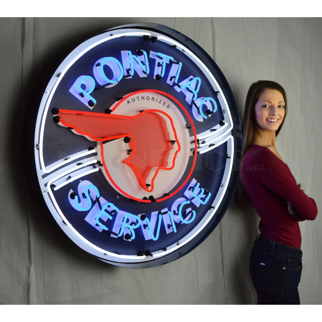 Pontiac Service 36 Inch Neon Sign In Metal Can illuminated neon display
