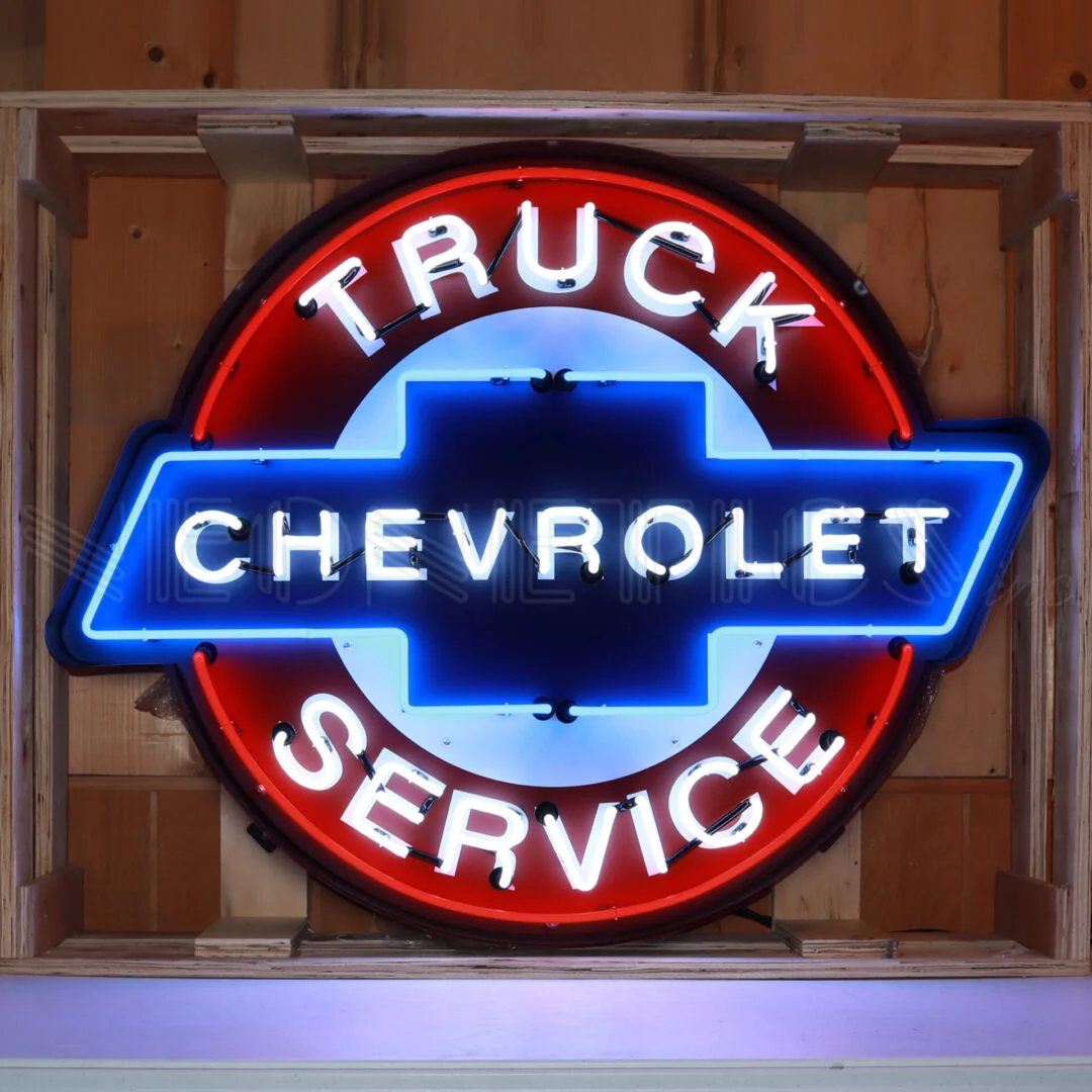Chevy Truck Service Neon Sign In Shaped Steel Can illuminated neon display