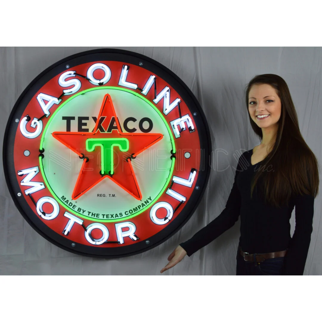 Texaco Motor Oil 36 Inch Neon Sign In Metal Can illuminated neon display
