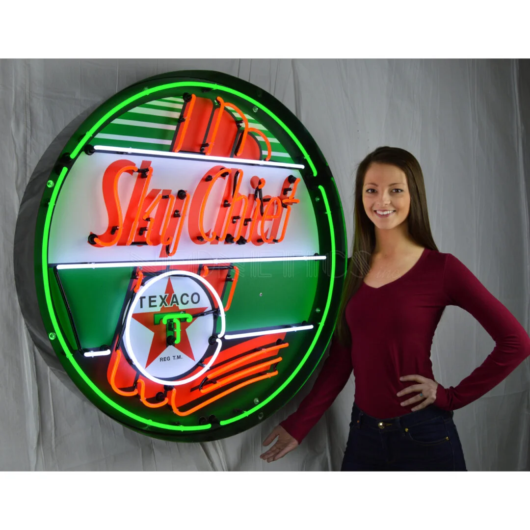 Texaco SKY CHIEF 36 Inch Neon Sign In Metal Can illuminated neon display