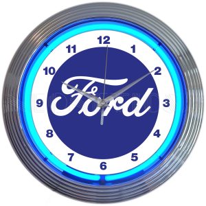 Ford Script Logo Neon Clock